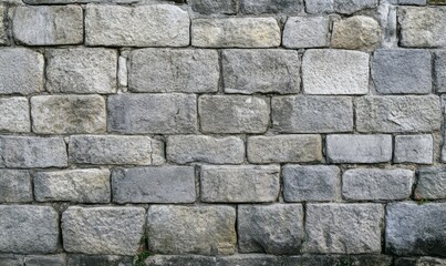 Fototapeta premium Gray Wall Stone Tile Background. Premium Urban Banner with copy-space.