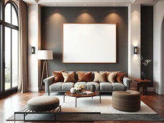 A stylish living room wall art mockup featuring a modern and chic design, decoration, home