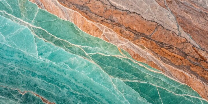 Orange to green slate rock texture background with rough and cracked stone layers, creating a natural, rough surface. Abstract design. - Powered by Adobe