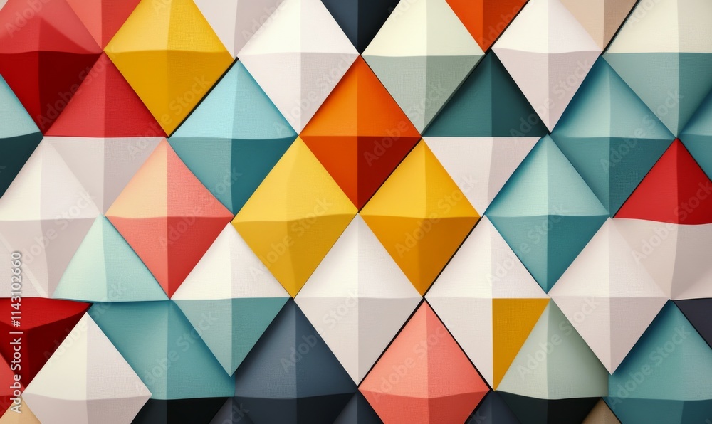 Poster multicolored geometric surface with triangular pyramids. futuristic, bright 3d banner.