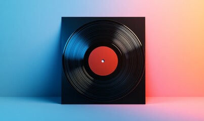 Obraz premium Modern vinyl record cover mockup with trendy artwork,