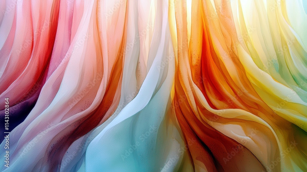Poster vibrant flowing fabric in soft shades creating a colorful abstract background for elegant design pro