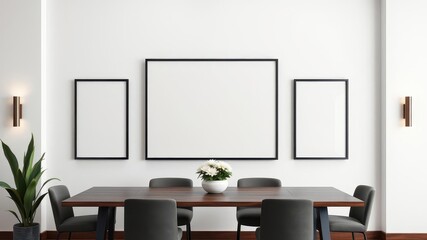 Fototapeta premium A minimalist mockup of office wall art featuring a clean and modern layout, abstract, professional