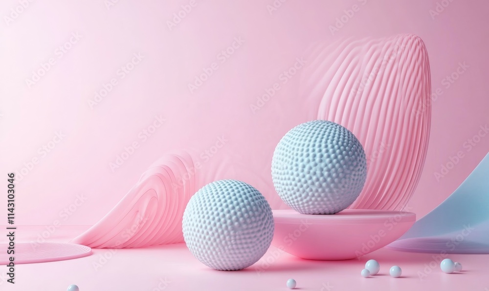 Poster pastel colored tech background with a geometric 3d structure. clean, minimal design with simple futu