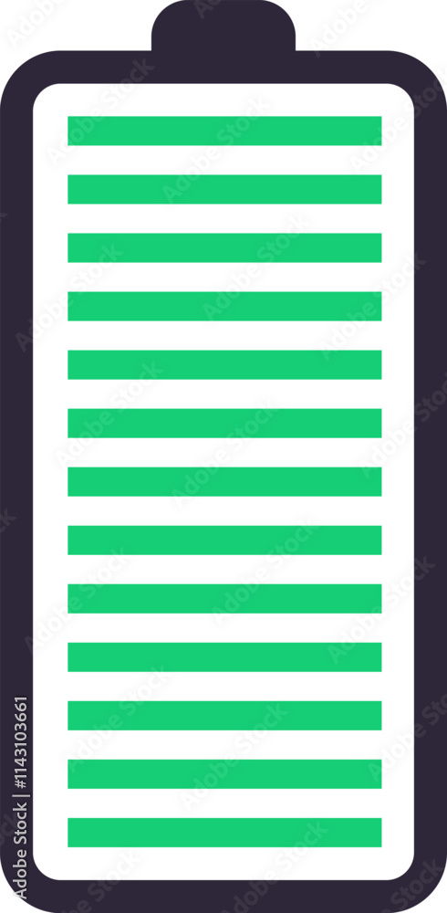 Poster displaying a full battery status indicator with maximum power level, representing green energy and e