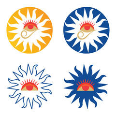 sun and eye logo icon, sun tatoo design with eye of horus