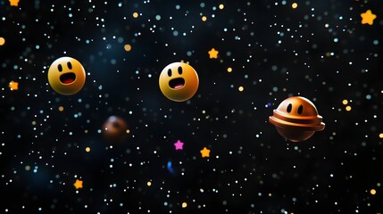 Rocket ship emojis floating on a cosmic black background with subtle star details.