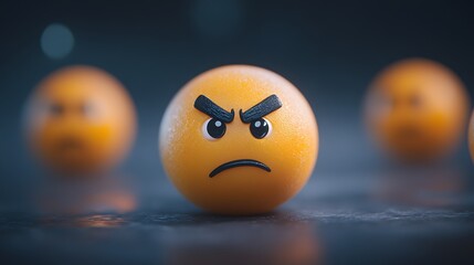 Thinking face emojis with furrowed brows floating on a deep grey background.