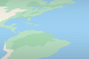 Grenada highlighted on a detailed map, geographic location of Grenada.