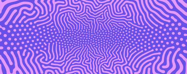 Alien Virus Mutation Conceptual Visualization Vector Ultra Wide Violet Abstract Background. Microorganism Structure Pattern Panoramic Wallpaper. Bacteria Colony Visual Graphic Abstraction. Modern Art