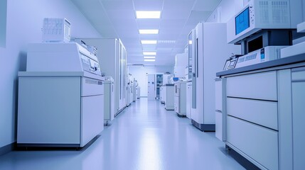 Modern laboratory environment showcasing advanced medical equipment and appliances in a clean, bright, and organized workspace for scientific research