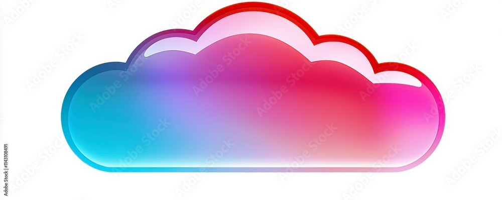 Poster colorful abstract cloud icon with vibrant gradient hues representing digital storage and modern tech