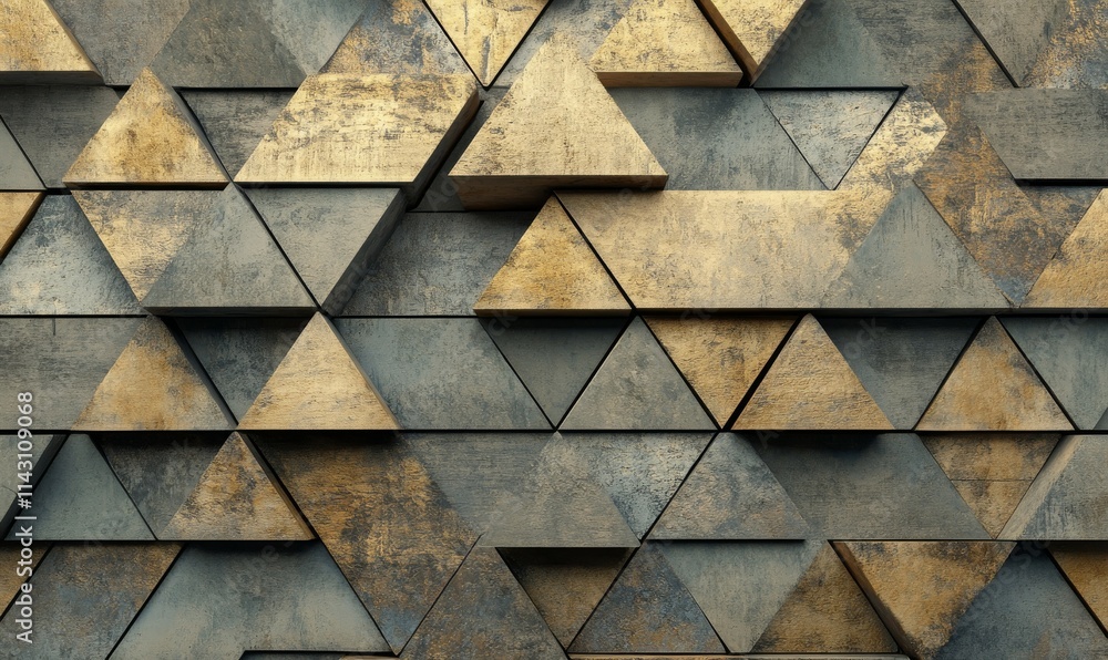 Aufkleber triangular mosaic tiles arranged in the shape of a wall. semigloss, natural stone, bricks stacked to