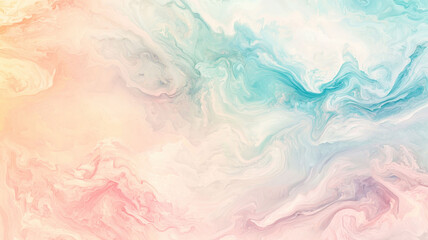 Fototapeta premium A soft, pastel-colored sunset sky with swirling clouds in a watercolor effect, creating a dreamy, relaxed summer evening vibe. 