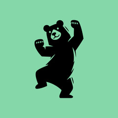 simple silhouette black panda happy dancing