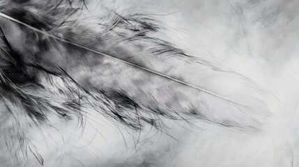 Obraz premium A delicate pencil sketch of a feather with fine detailing in the barbs.