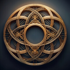 Intricate Geometric Mandala Design in Gold