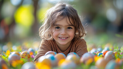Children joyfully participating in an outdoor egg hunt during springtime festivities