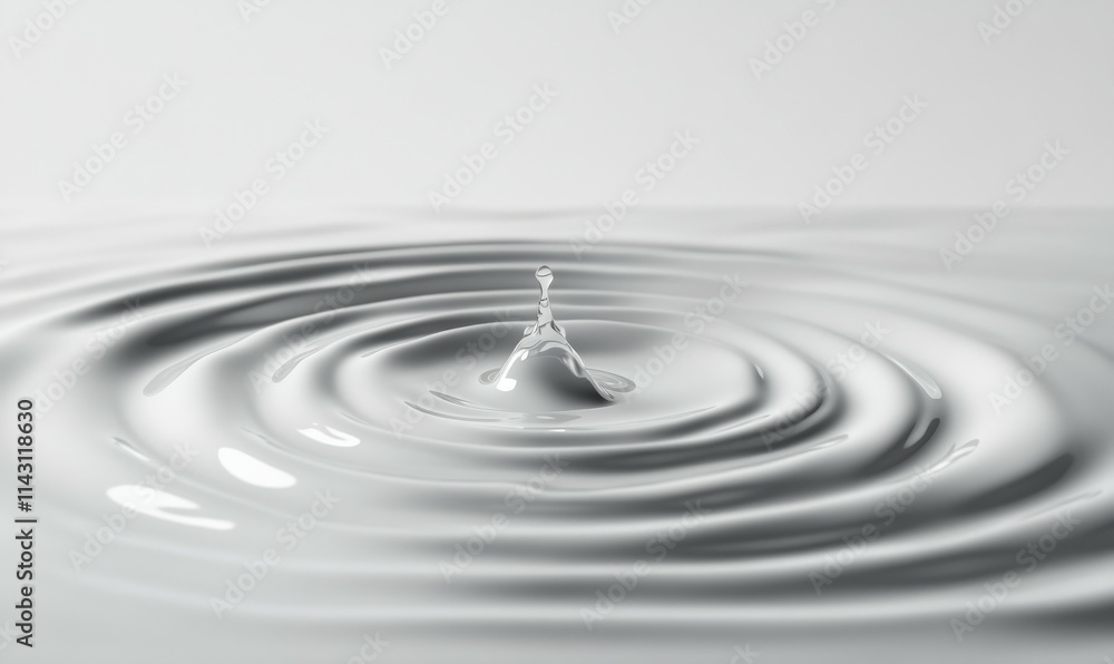 Poster clean, white surface with ripples. minimalist 3d background with copy-space.