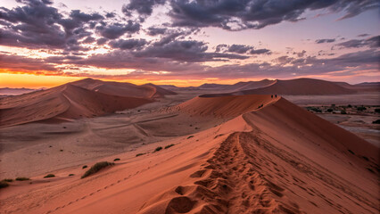 Naklejka premium Massive Red Sand Dunes at Twilight