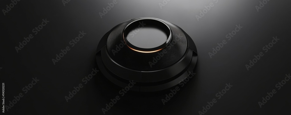 Poster dark tech background, with a geometric 3d structure. clean, minimal design with simple black futuris