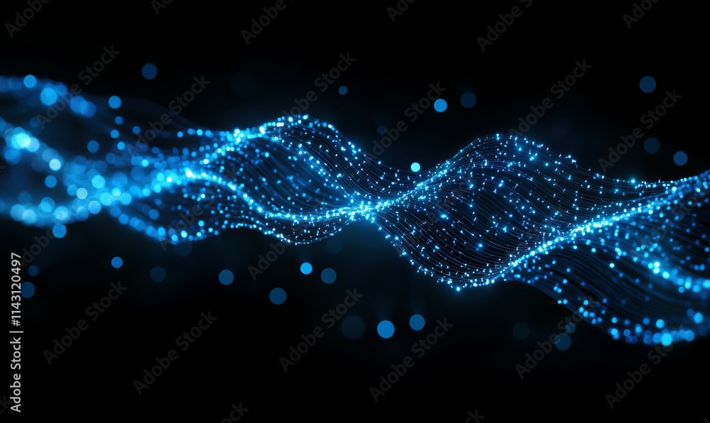 Poster digital technology concept with neon lines and futuristic digital environment. network communication