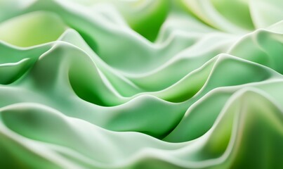 Fototapeta premium Abstract background formed from Green 3D Waves. Colorful with copy-space.