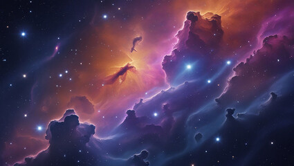 Fototapeta premium Colorful space galaxy cloud nebula. Stary night cosmos.
