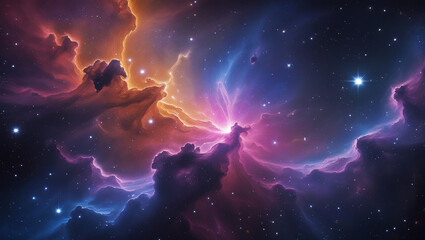 Fototapeta premium Colorful space galaxy cloud nebula. Stary night cosmos.