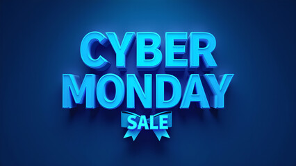 Cyber Monday Sale Sign in Blue. Concept of online shopping, discount, and promotion.