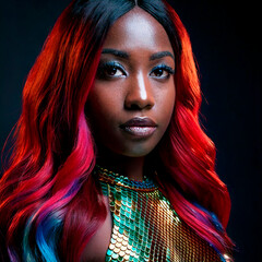 Beauty portrait of a beautiful girl with creative makeup of a mermaid and scales.