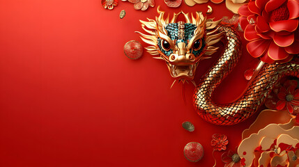 Fototapeta premium 2025 chinese new year ,happy chinese new year 2025, 2025 chinese new year, year of the snake, modern flat geometric style chinese zodiac snake