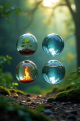 Nature's Four Elements in Minimalist Glass Globe Design