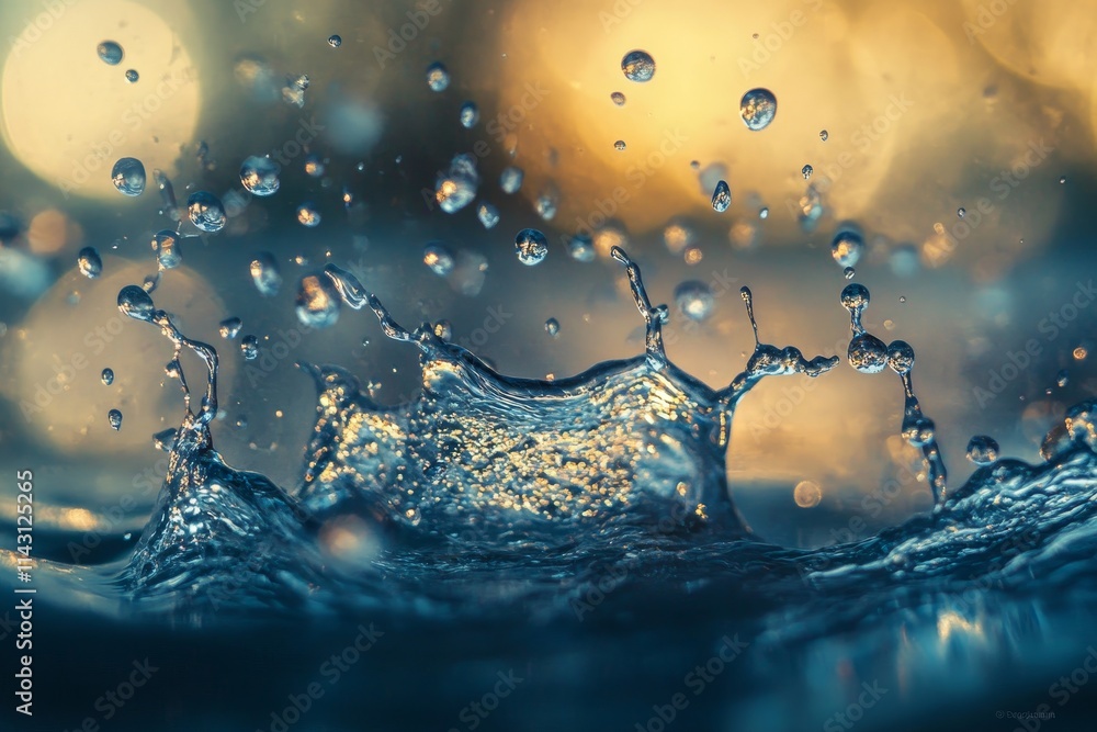 Aufkleber water splash with bokeh background.