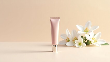 Elegant Light Pink Makeup Tubes with White Lilies | Soft, Minimalist Aesthetic & Pastel Colors