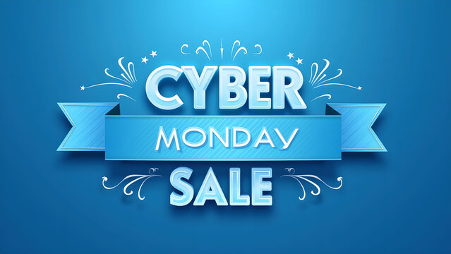 Cyber Monday Sale Banner. Concept of online shopping, discount, and promotion.