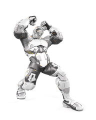 future soldier is doing a smash pose on white background