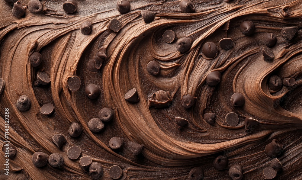 Aufkleber chocolate paste streaks and cocoa textures twist into harmonious abstract shapes, accented by chocol
