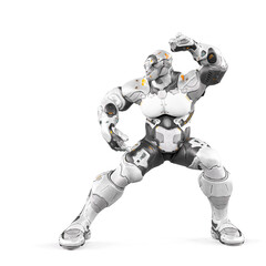 future soldier is ready to fight on white background side view