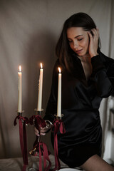 young woman with a candle