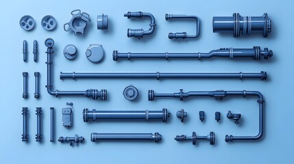 Fototapeta premium Design and engineering background with blue water pipe color for oil and gas transportation system and pipeline infrastructure