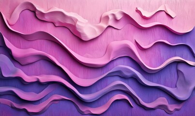 Obraz premium Elegant, Pink and Purple Surfaces with Waves. Abstract 3D Background.