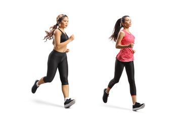 Two young women jogging