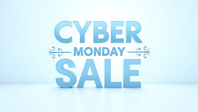 Cyber Monday Sale Text. Concept of online shopping, discount, and promotion.