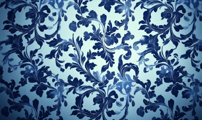 Fototapeta premium Blue Rococo Pattern Background.
