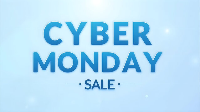 Cyber Monday Sale Text on Blue Background. Concept of online shopping and e commerce.