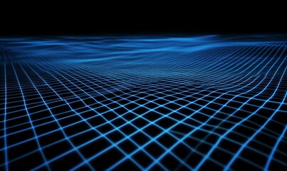 Naklejka premium Futuristic, Blue Digital Grid background. Network Tech Wallpaper.