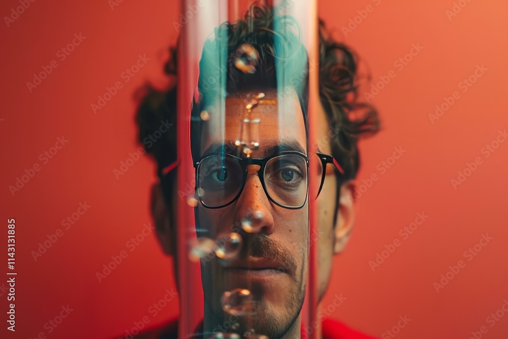 Aufkleber scientist is conducting an experiment with a beaker filled with bubbling liquid in a laboratory