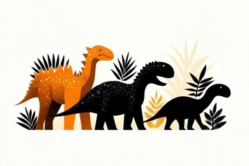 Fototapeta premium dinosaur art, neat, monochrome dinosaur clipart on a minimalist backdrop, keeping it simple and stylish