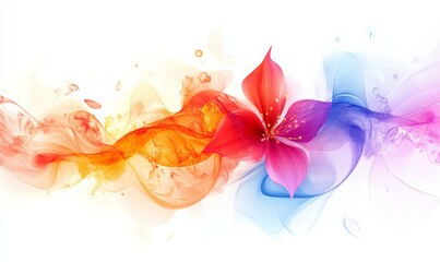 Obraz premium Colourful Flow Background with Floral elements on White. Abstract Art Image.